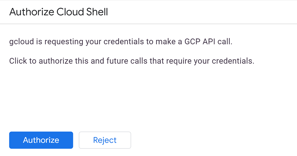 Google Cloud Shell Command