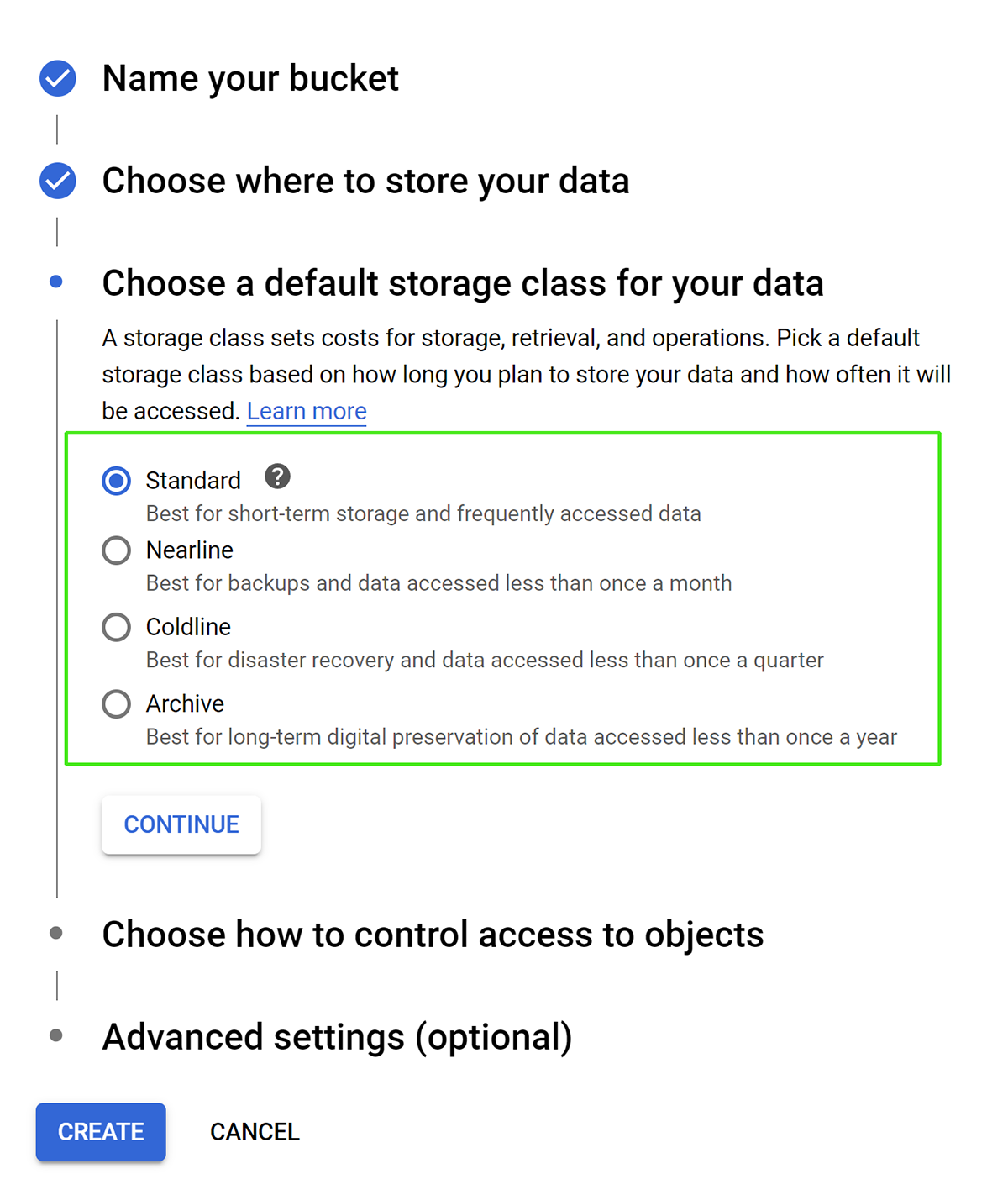 GCS Storage Type